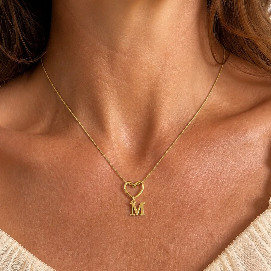 Heart Initial Pendant Necklace with Gold-Tone Chain — main image