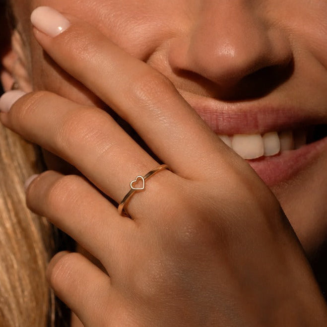 Open Heart Outline Cuff Ring, Gold Tone and Silver Tone — view 3