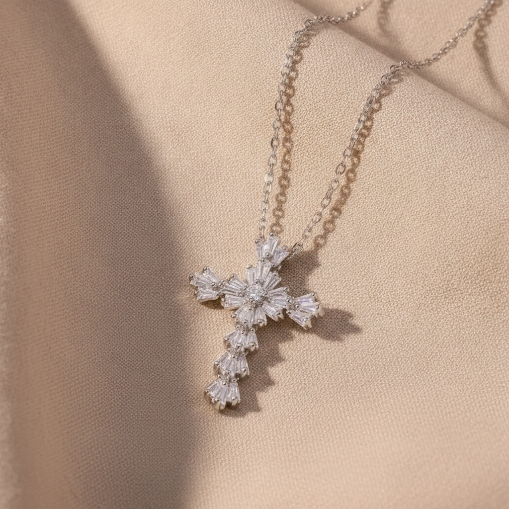 luxury zirconia cross pendant necklace for women zircon crystal stainless steel chain charm new trend aesthetic jewerly collares — studio