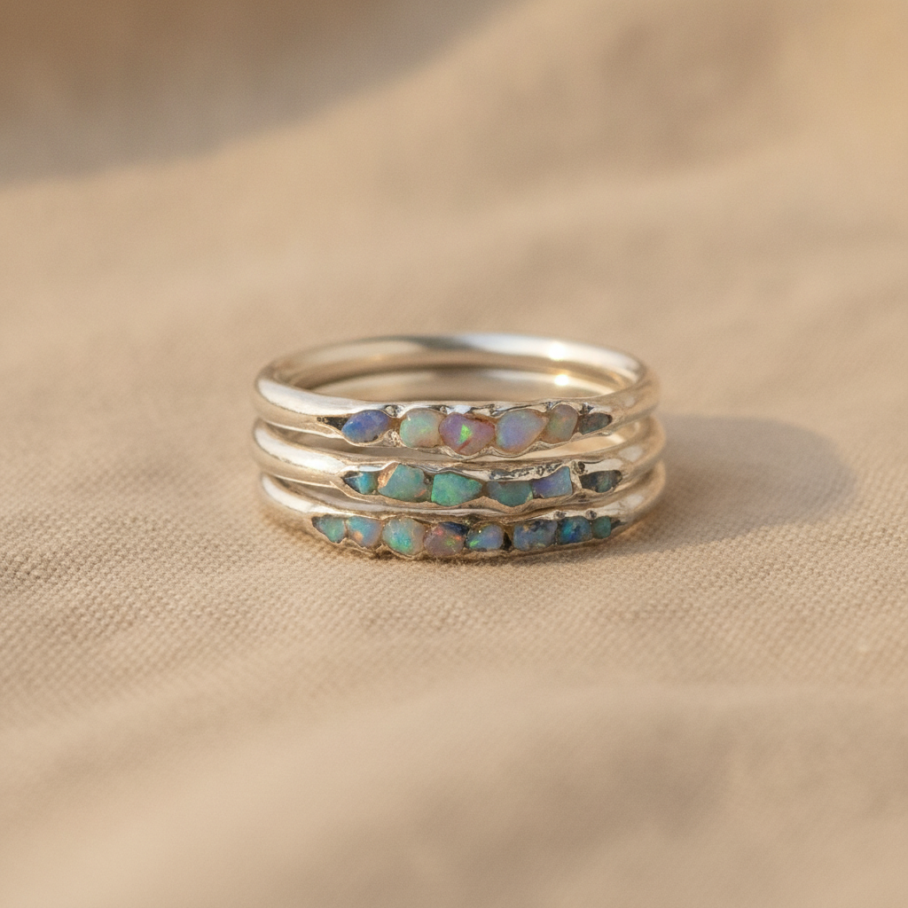 mabel vintage layered blue stones silver ring — studio