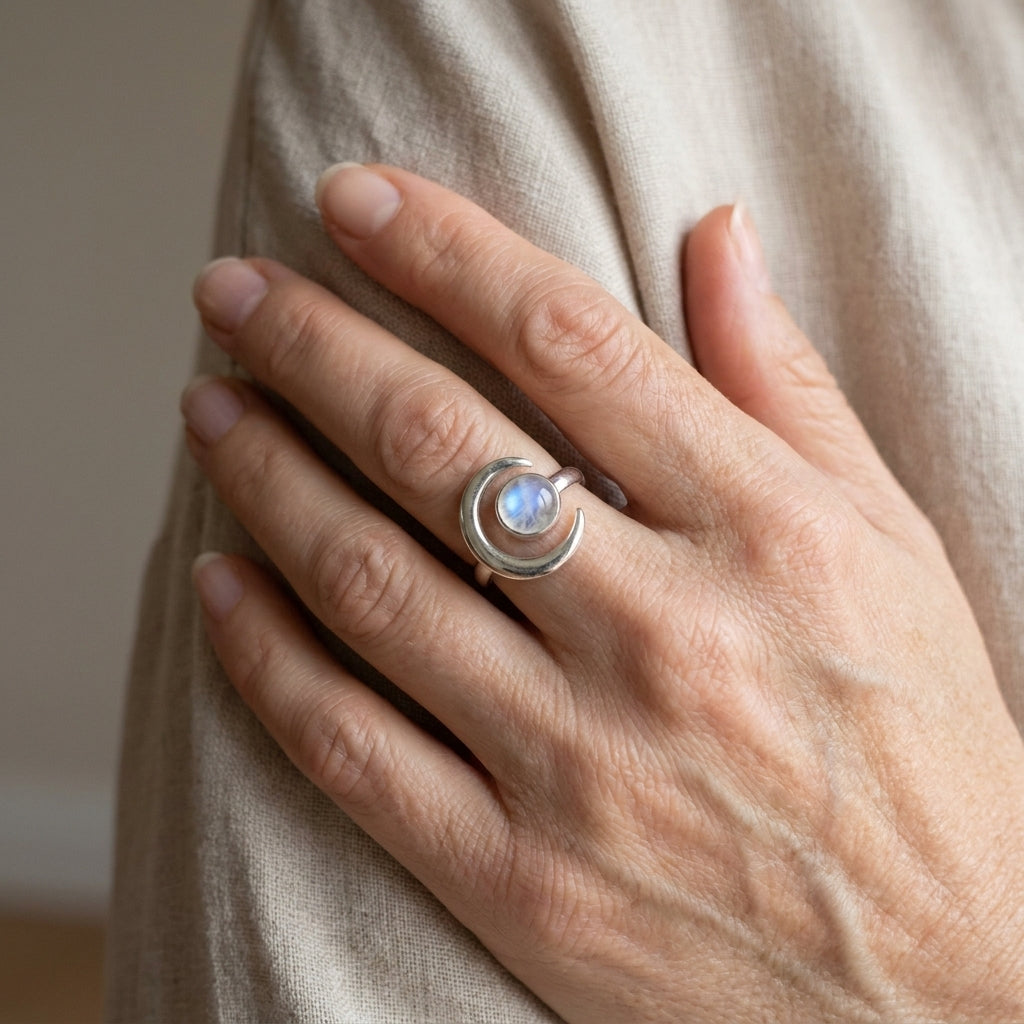 moon ring star ball exquisite moonstone ring — lifestyle