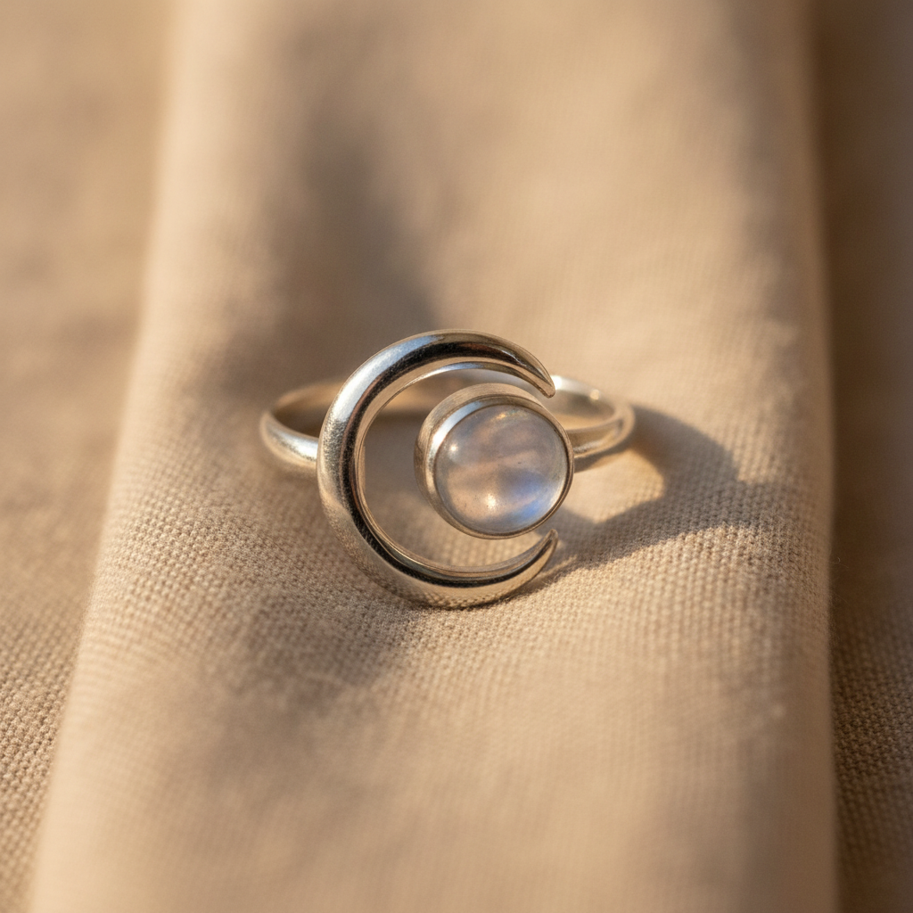 moon ring star ball exquisite moonstone ring — studio