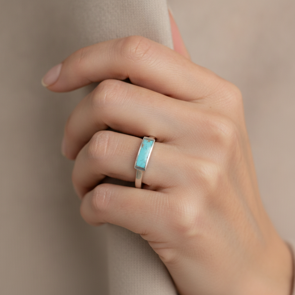 moss agate ring teenagers stamp ring rectangular strip ring engagement jewelry engagement ring wedding gift for teenager — lifestyle