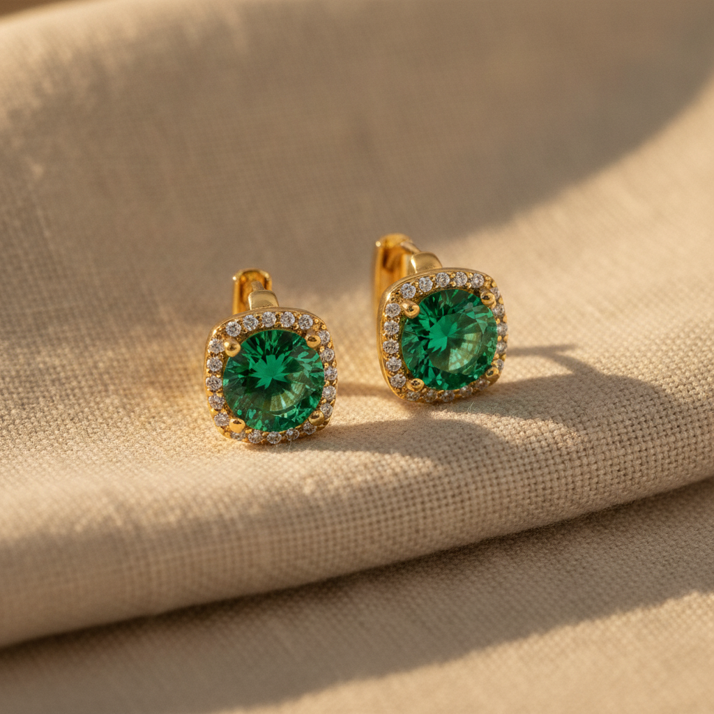 nadine emerald earrings gold — studio
