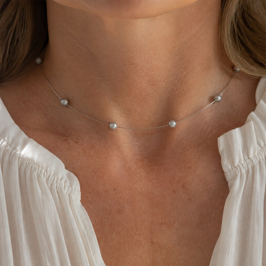 Pearl Bead Necklace with Silver-Tone Chain Extender — main image