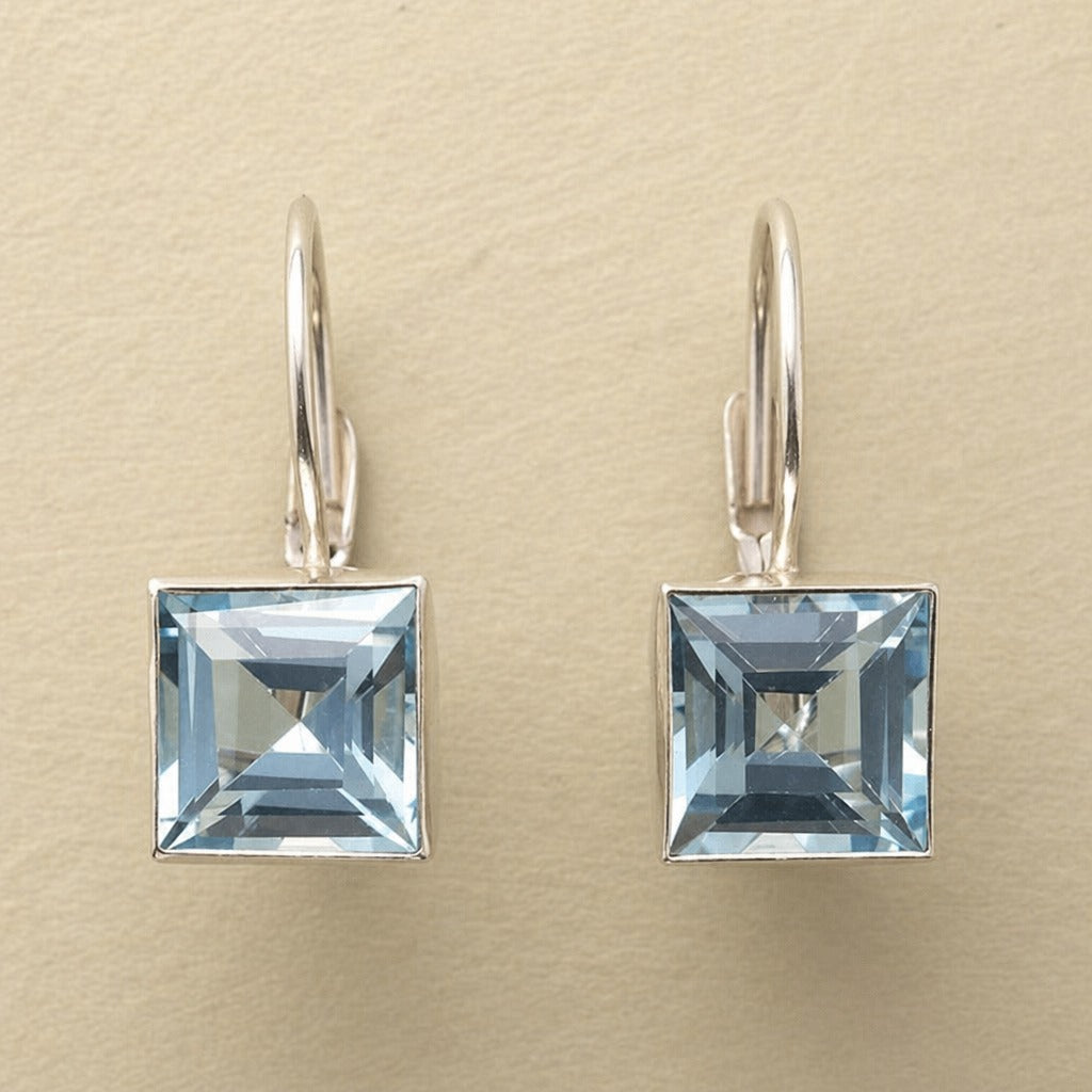 Vintage Blue Cubic Glass Earrings