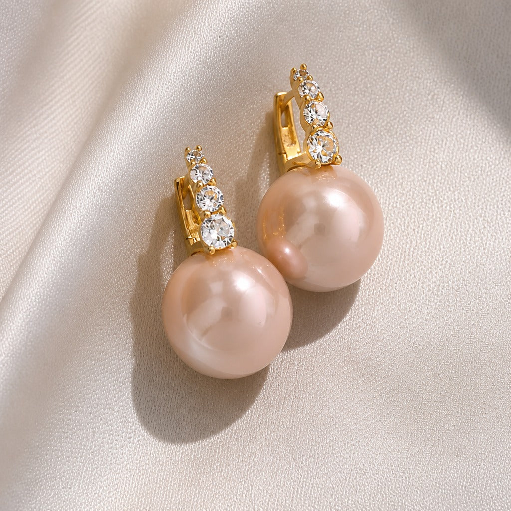 Freshwater Pearl Drop Earrings with Cubic Zirconia Cluster and Leverback Closure — view 4