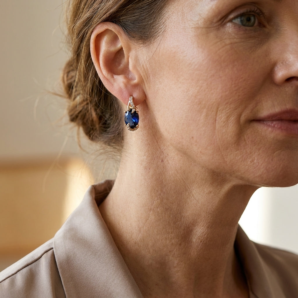 regal midnight drop earrings — lifestyle