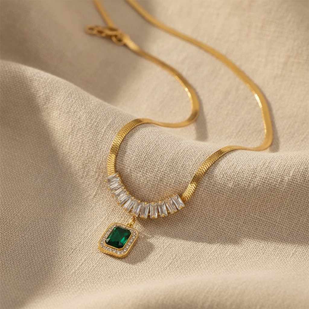 regalia prism emerald necklace gold — studio