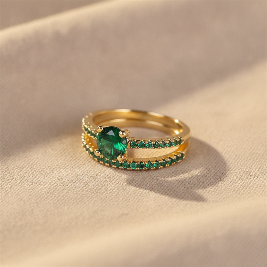 serena emerald duo ring set gold 18k — studio