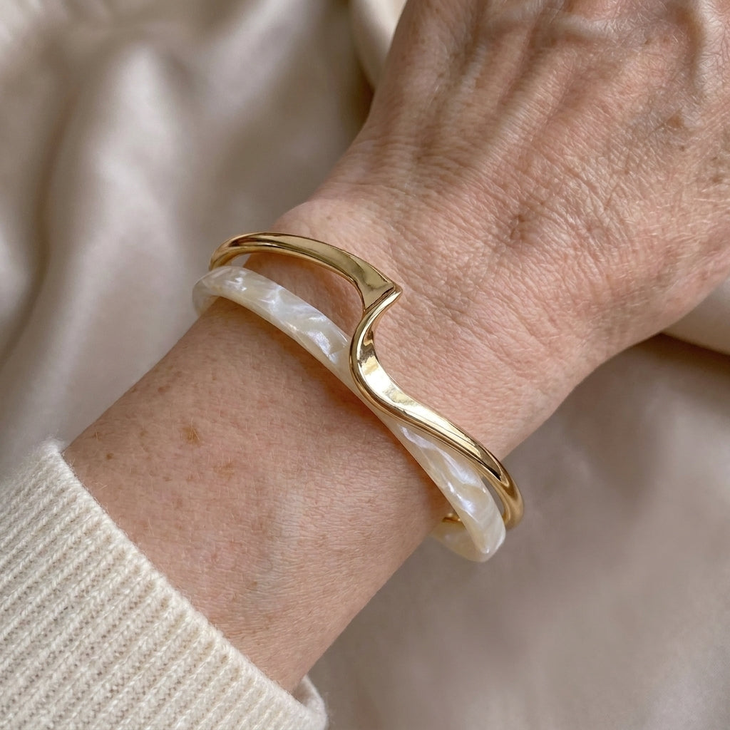 soft glow opal gold bracelet — lifestyle
