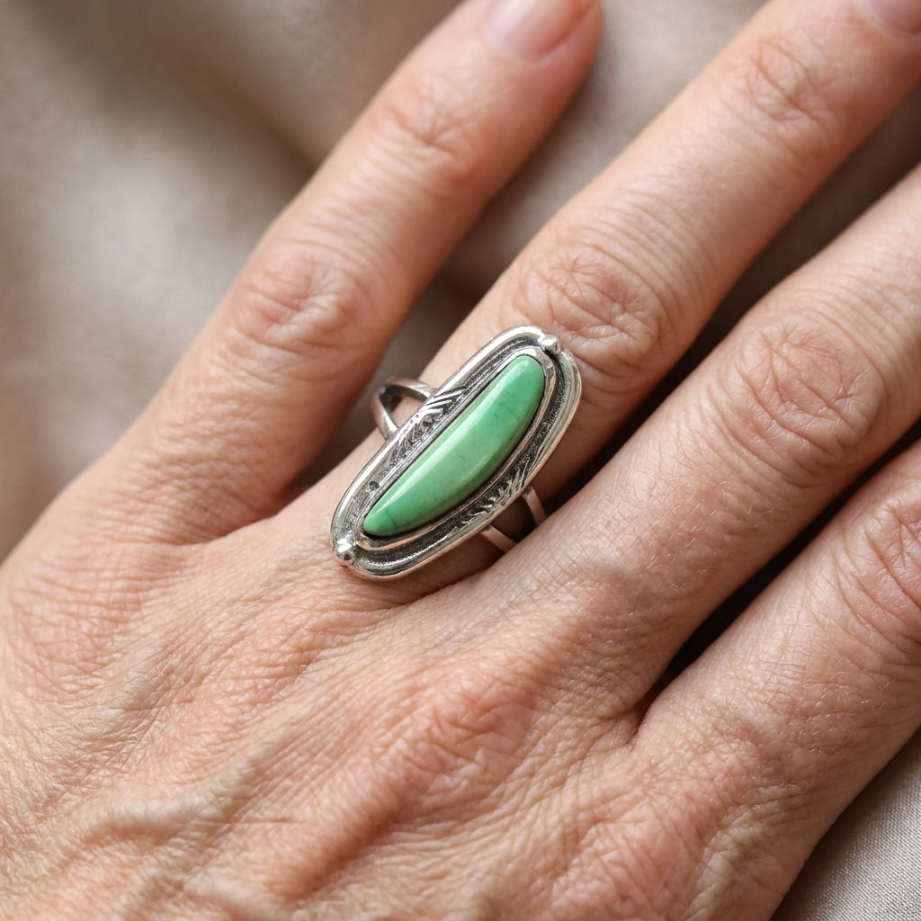 southwestern style authentic turquoise ring sterling silver asr8860 — lifestyle