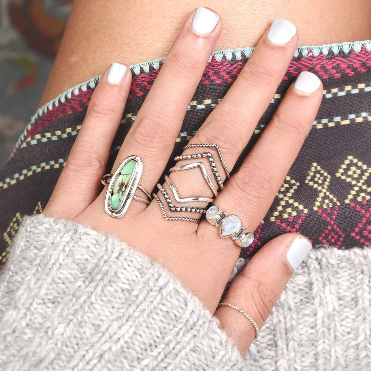Oval Turquoise Ring with Ornate Sterling Silver Bezel