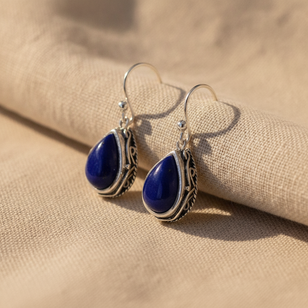 sterling silver jewelry lapis lapis water drop earrings for women — studio
