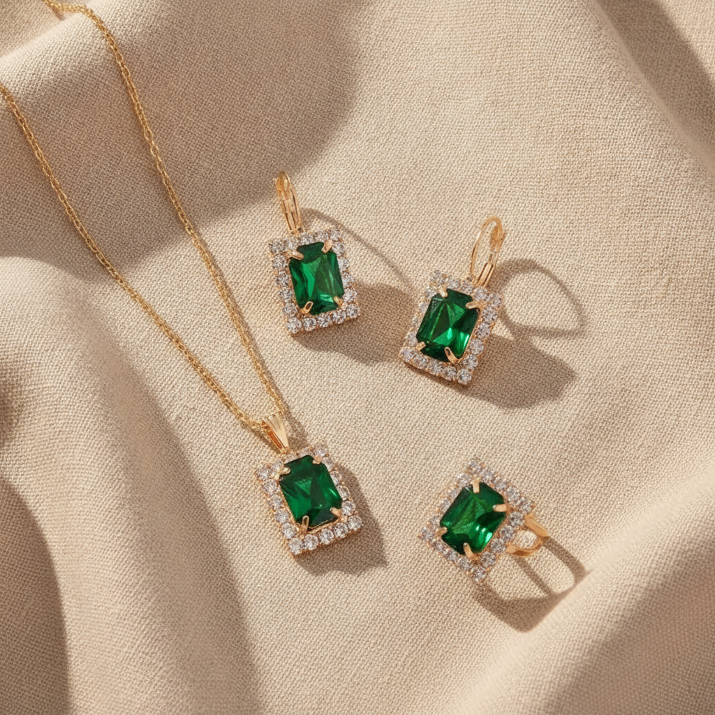 sylvara greenveil jewelry set white gold — studio