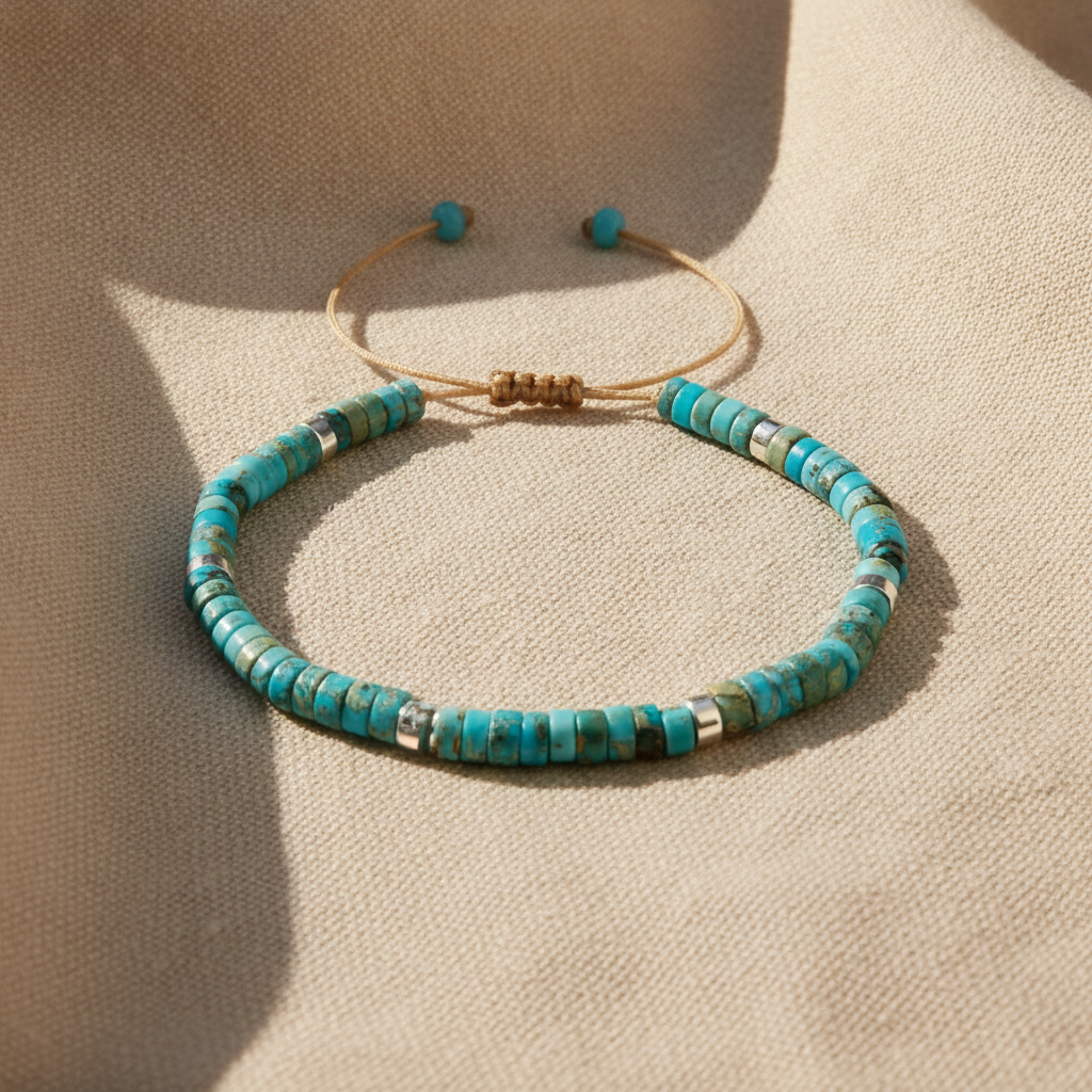 timeless delicate beaded turquoise bracelet — studio