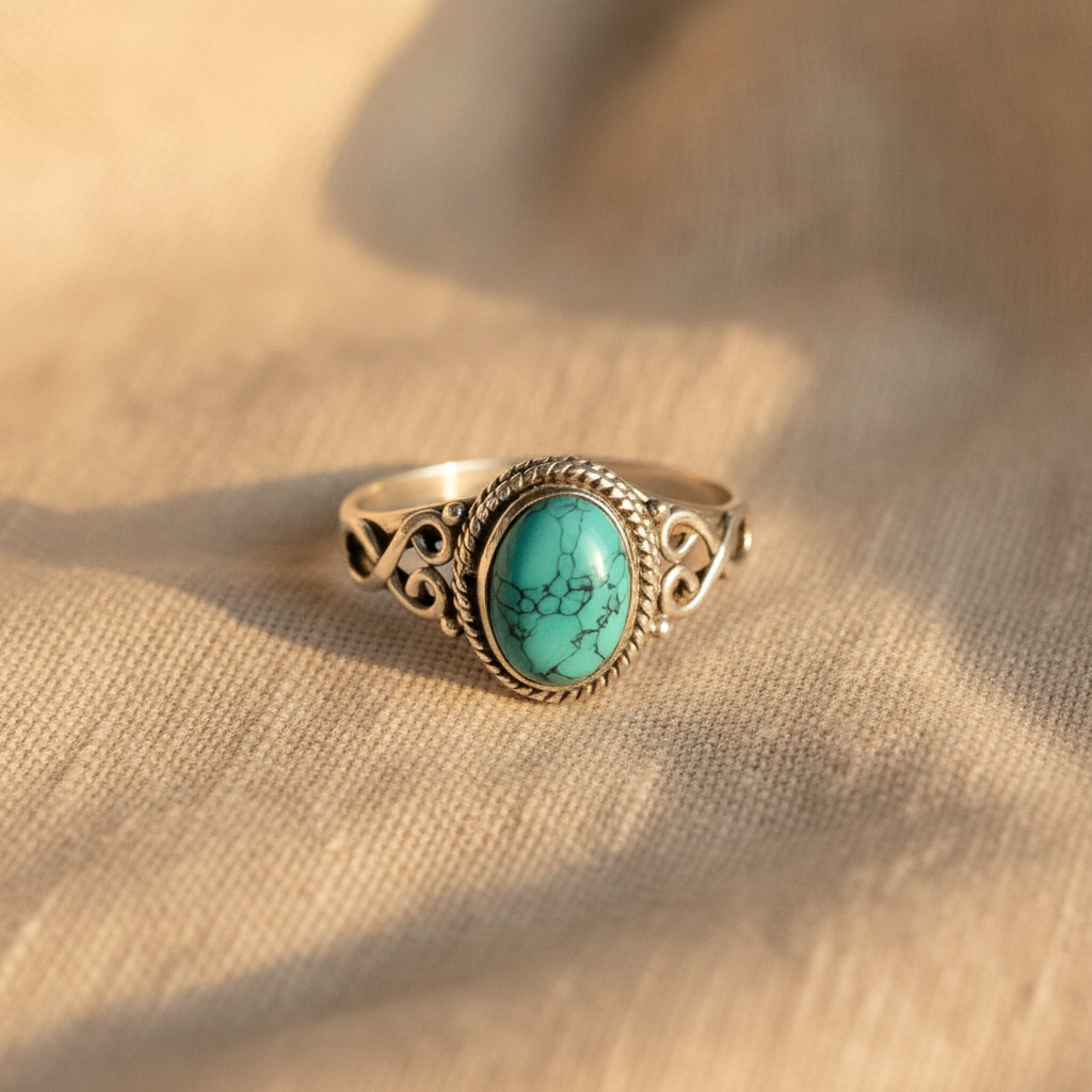 timeless silver oval turquoise ring — studio