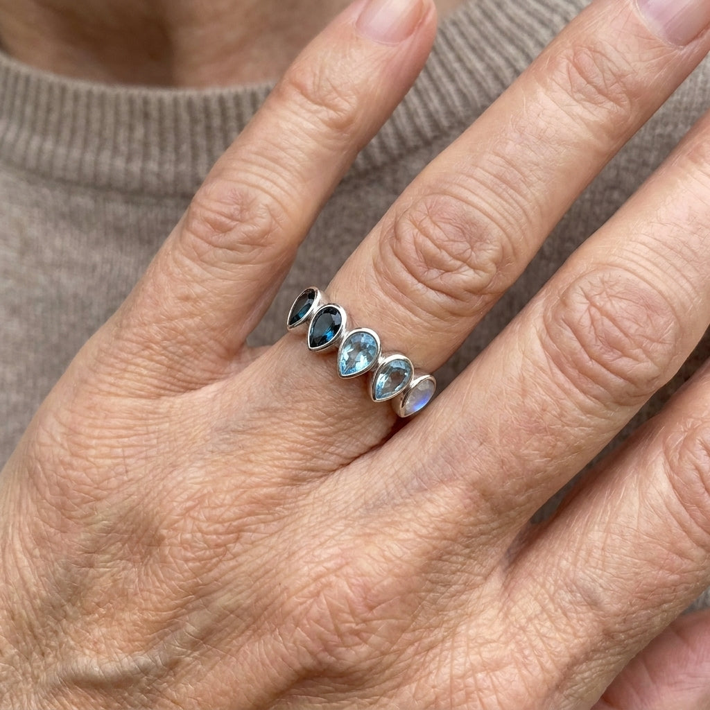 topaz and moonstone ombre teardrops ring asr9780 — lifestyle