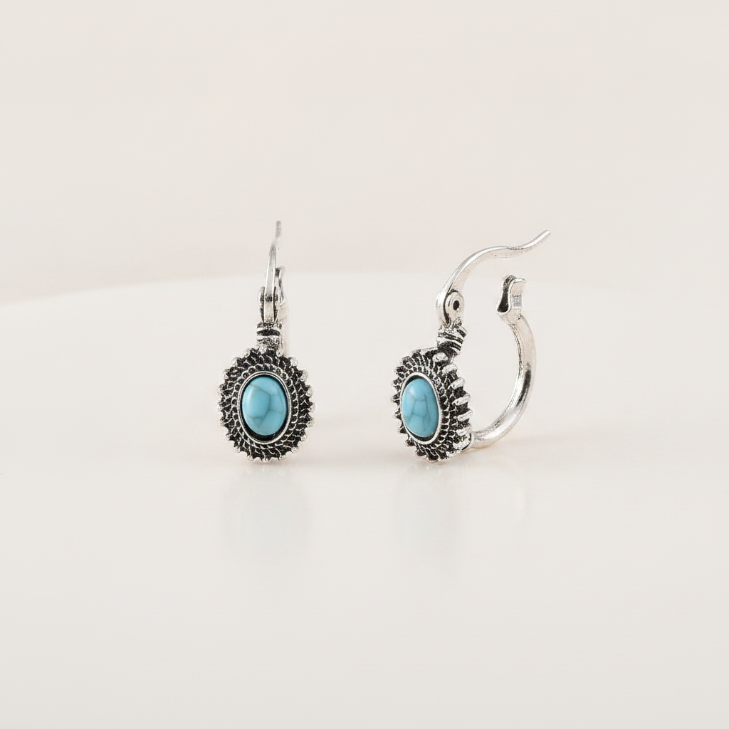 turquoise crest hoop earrings white gold — studio