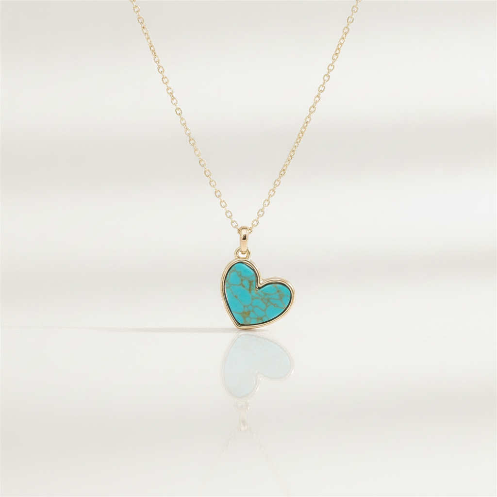 turquoise love necklace gold — studio