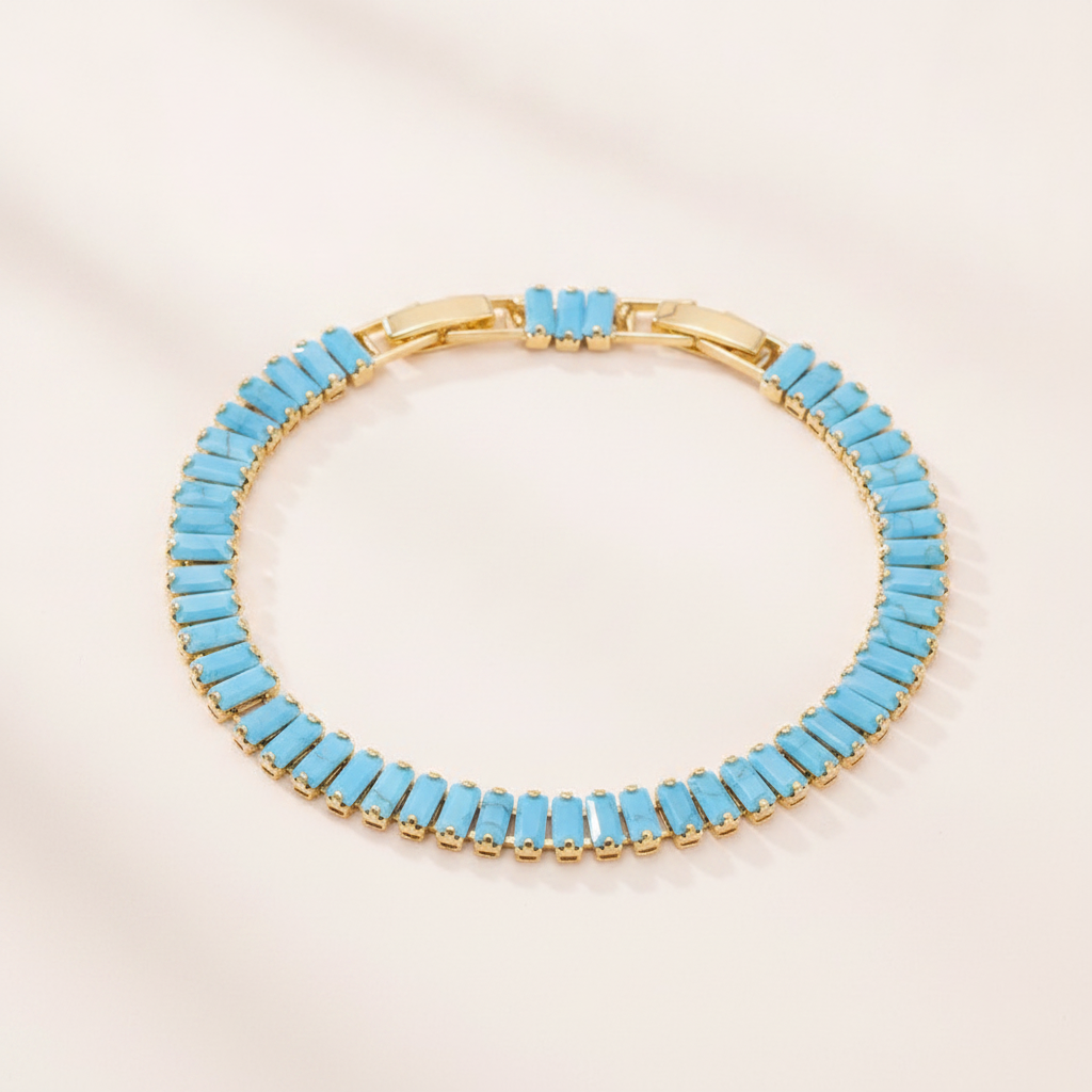 turquoise vertea tennis bracelet gold — studio