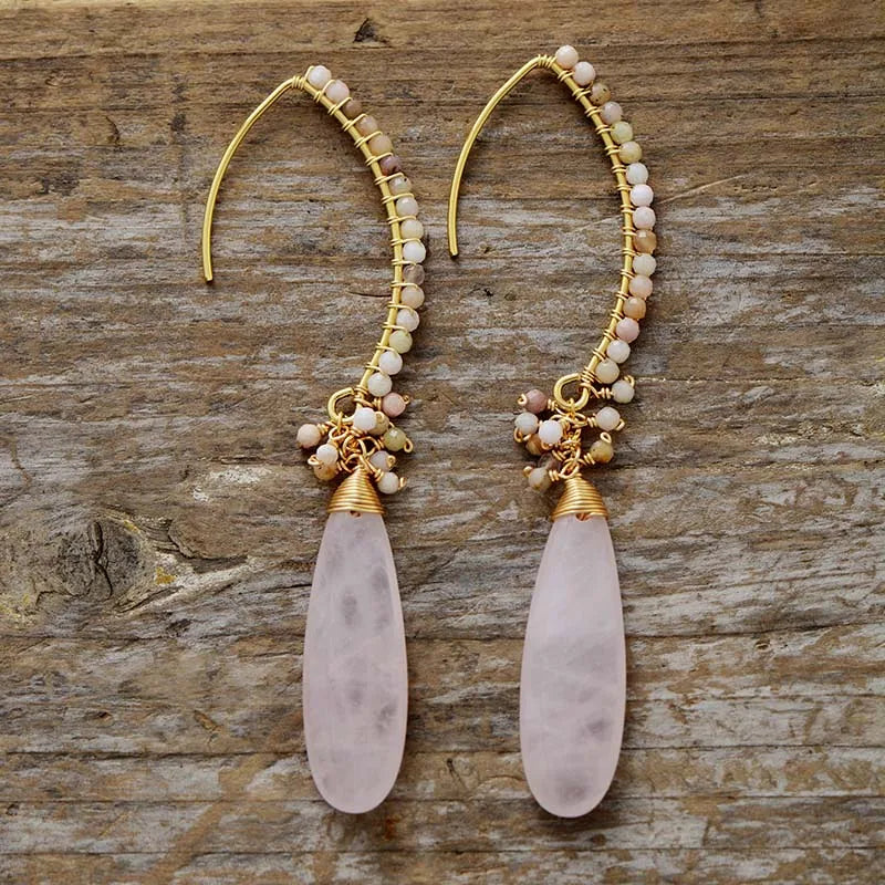Elegant Amazonite & Gold Drop Earrings