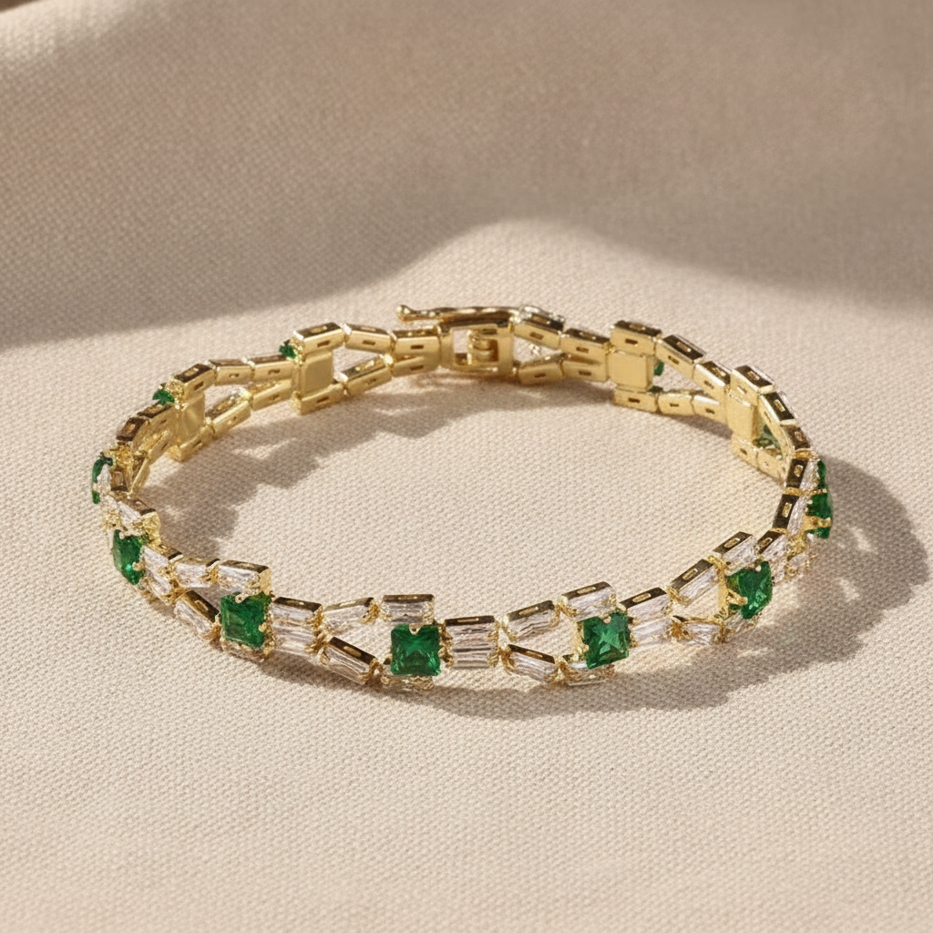 verde link tennis bracelet gold — studio