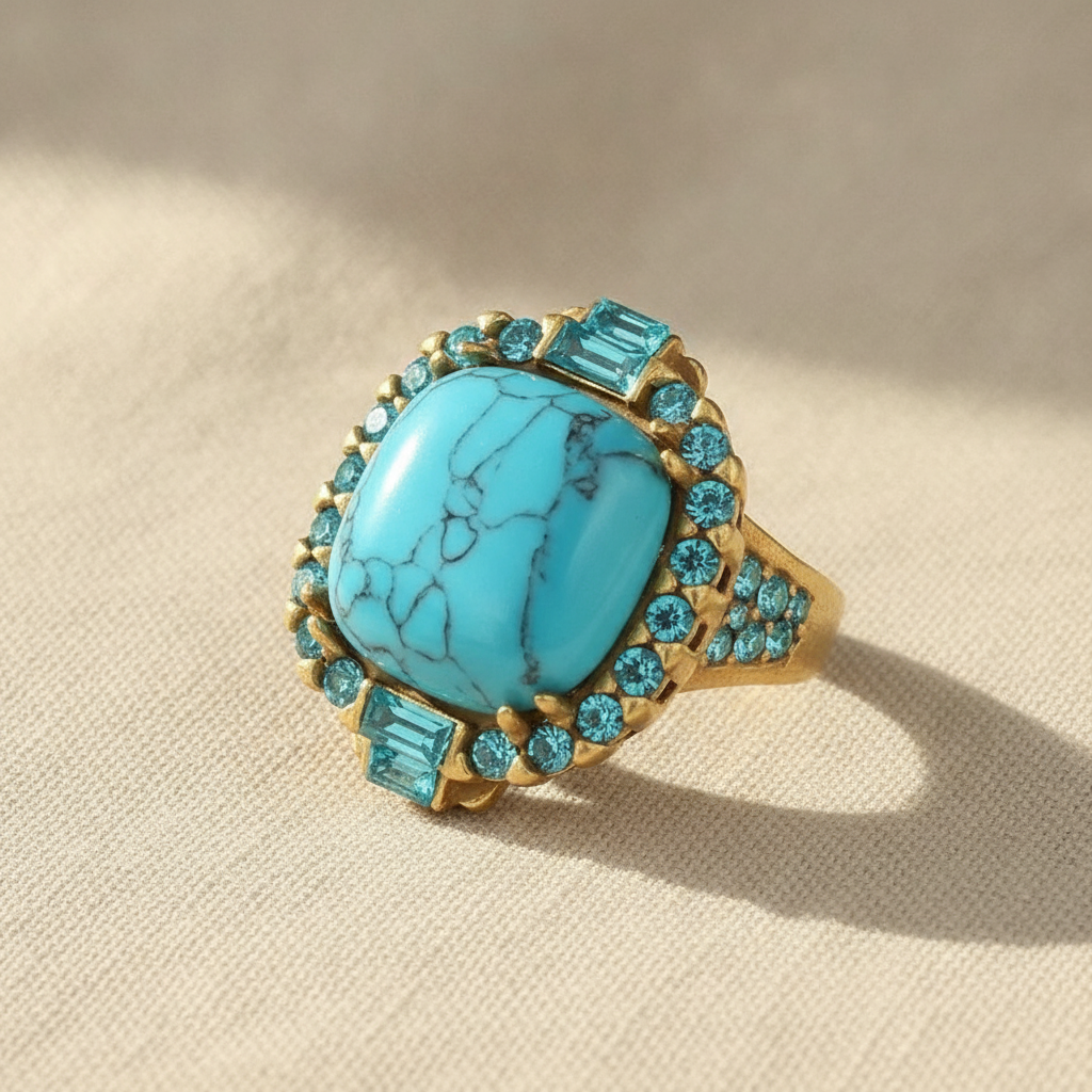 vintage art deco turquoise gold ring — studio