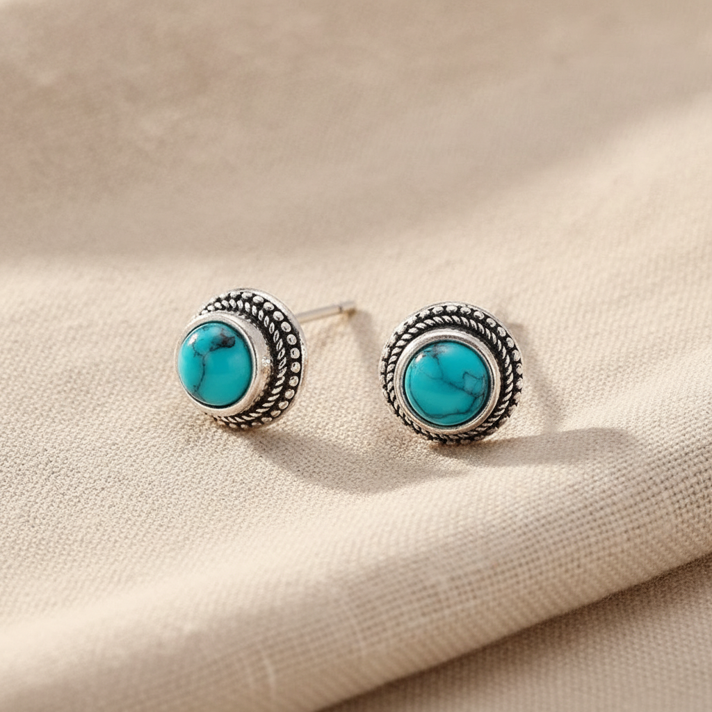 vintage bohemian imitation turquoise stud earrings — studio