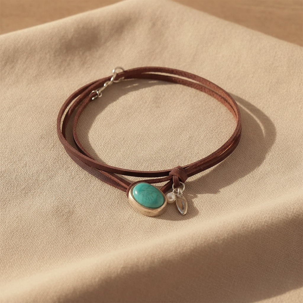 vintage bohemian turquoise pendant necklace — studio