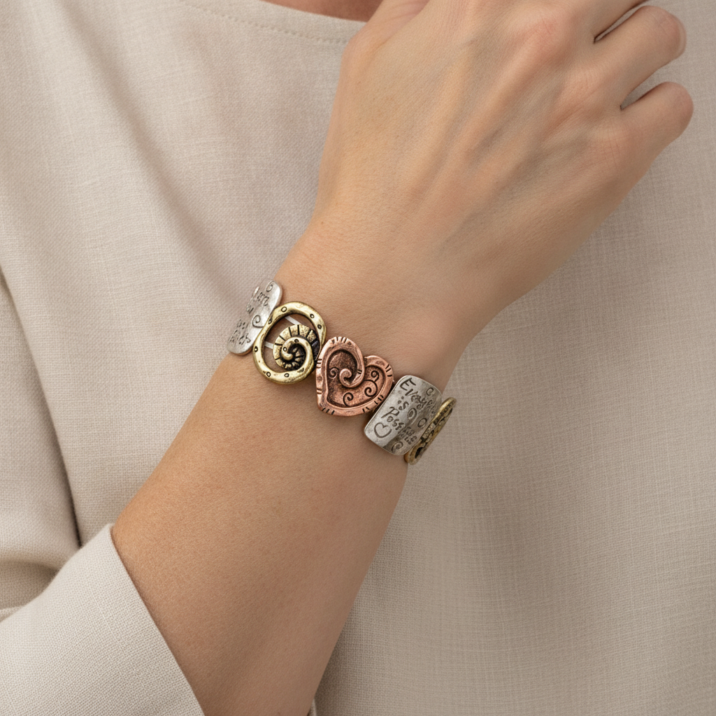 vintage boho punk style stretch bangle bracelet gift — lifestyle