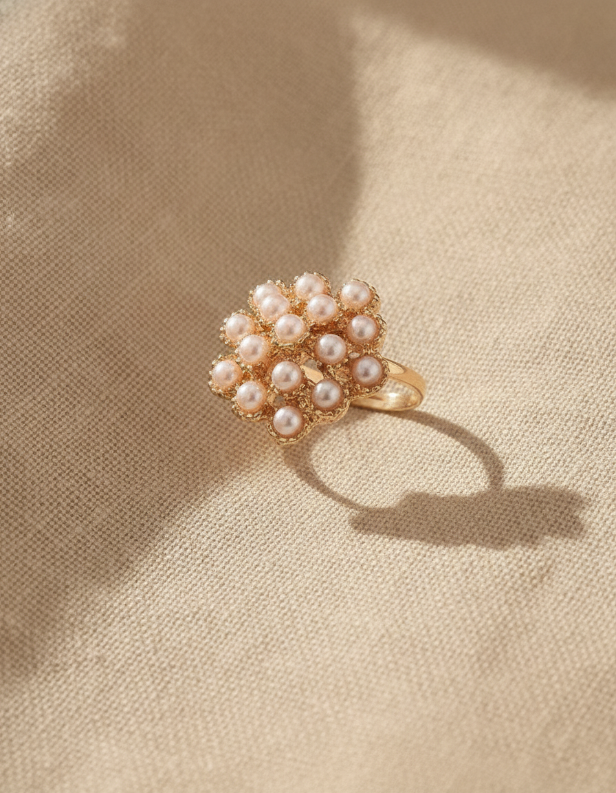 vintage fairy series pearl ring - AI-generated studio image