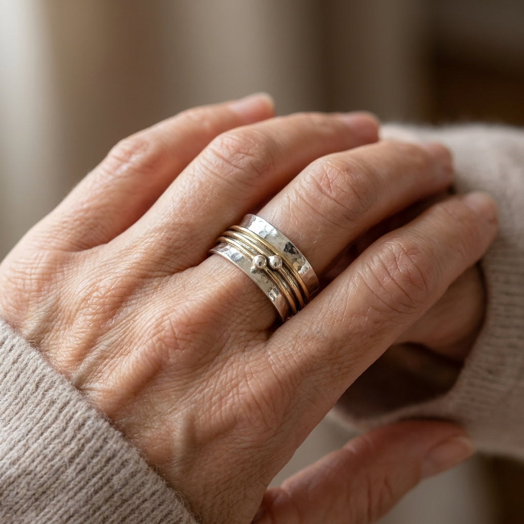 vintage gold layered silver ring — lifestyle