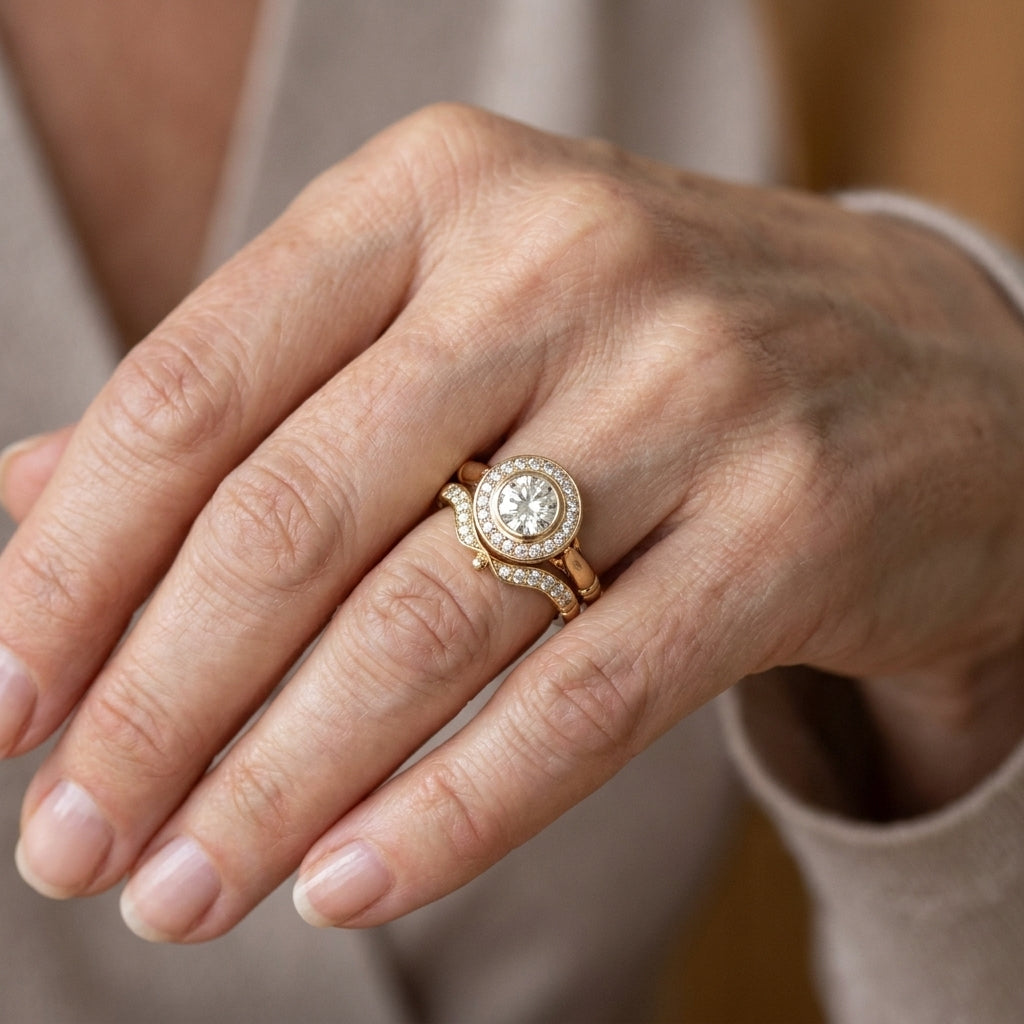 vintage gold zirkonia ring pack — lifestyle