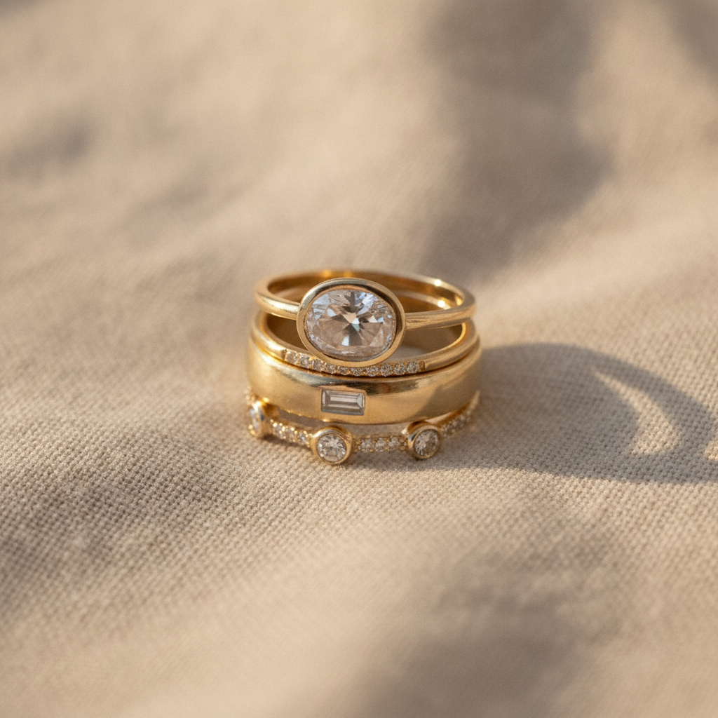 vintage gold zirkonia ring set — studio