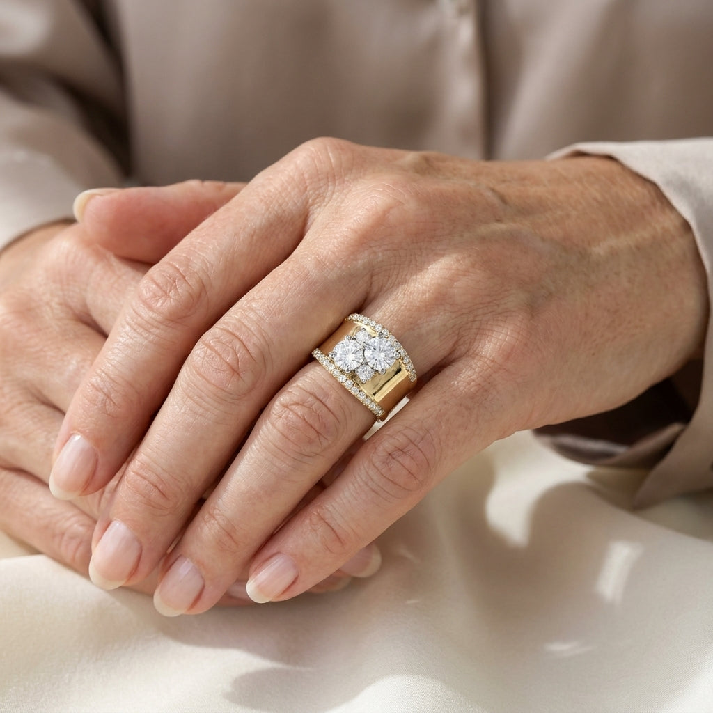 vintage golden bright zirconia ring — lifestyle
