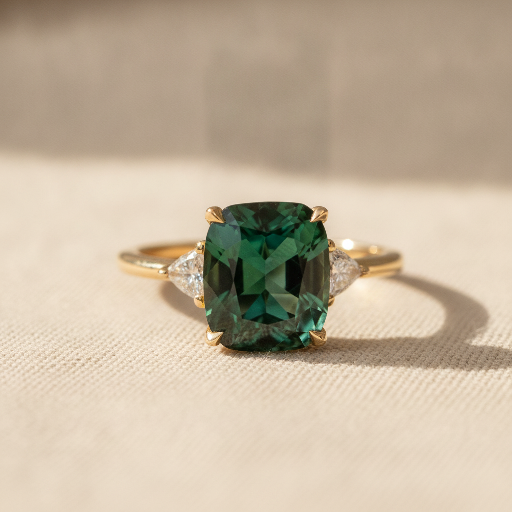 vintage inspired green gemstone ring — studio