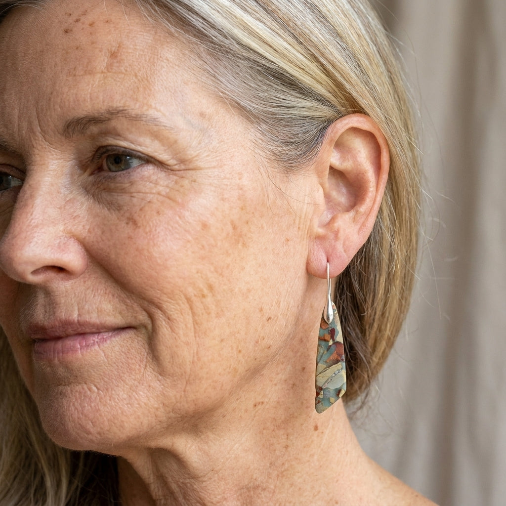 vintage nature stone earrings — lifestyle