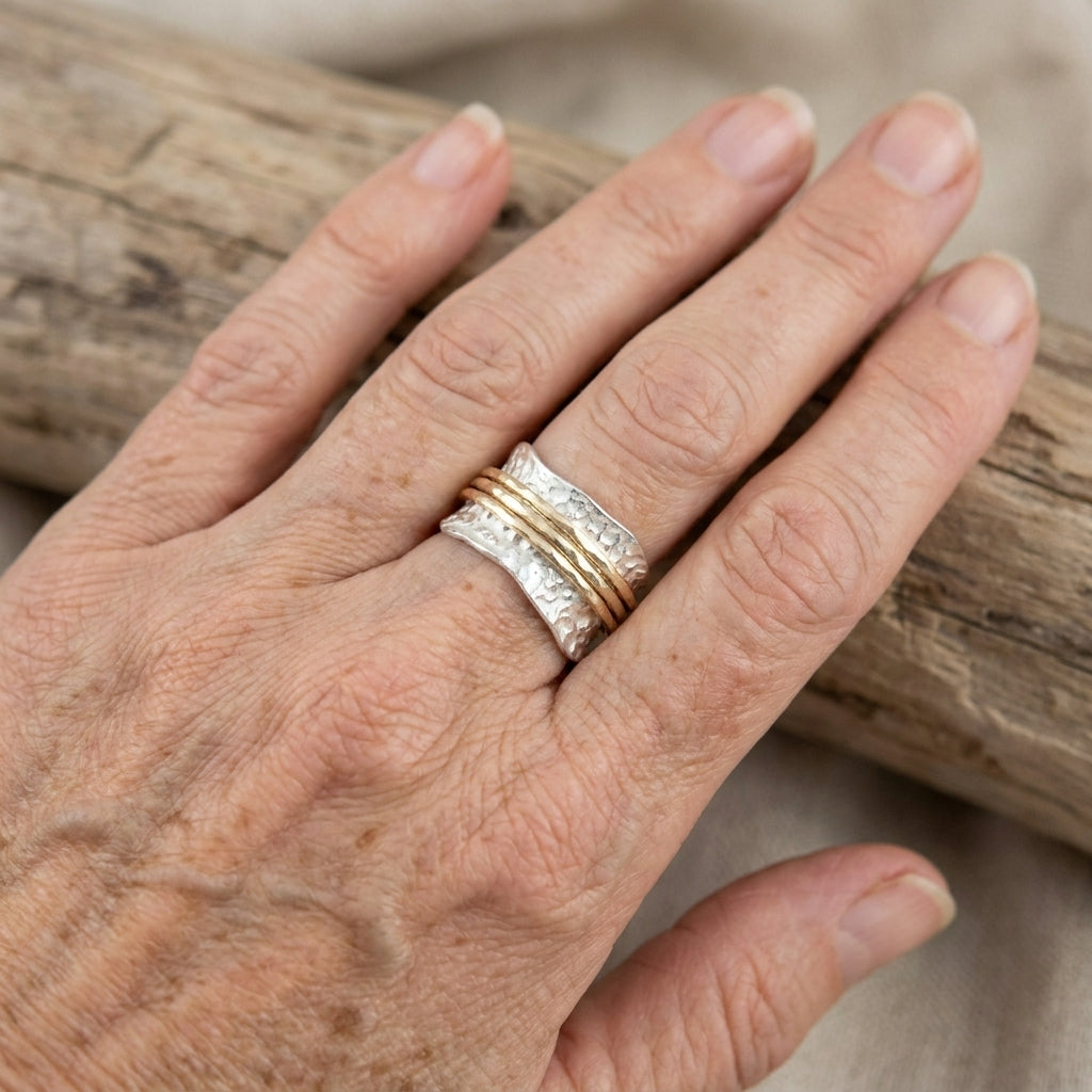 vintage spinner dunner gold silber ring — lifestyle