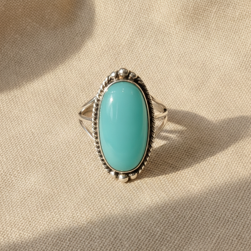 vintage sterling silver turquoise statement ring — studio