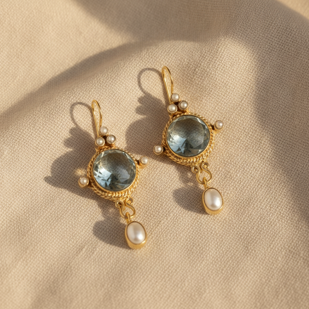 vintage turquoise pearl earrings — studio