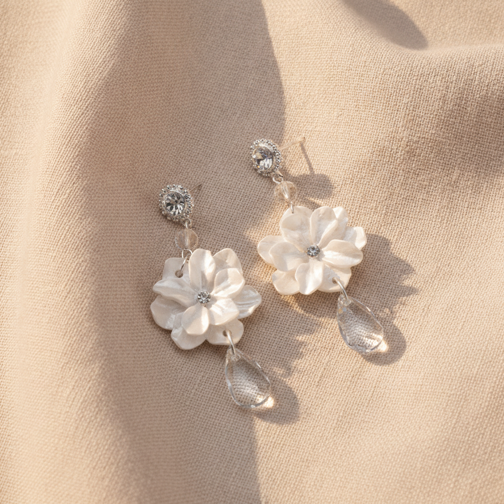 white blossom earrings — studio