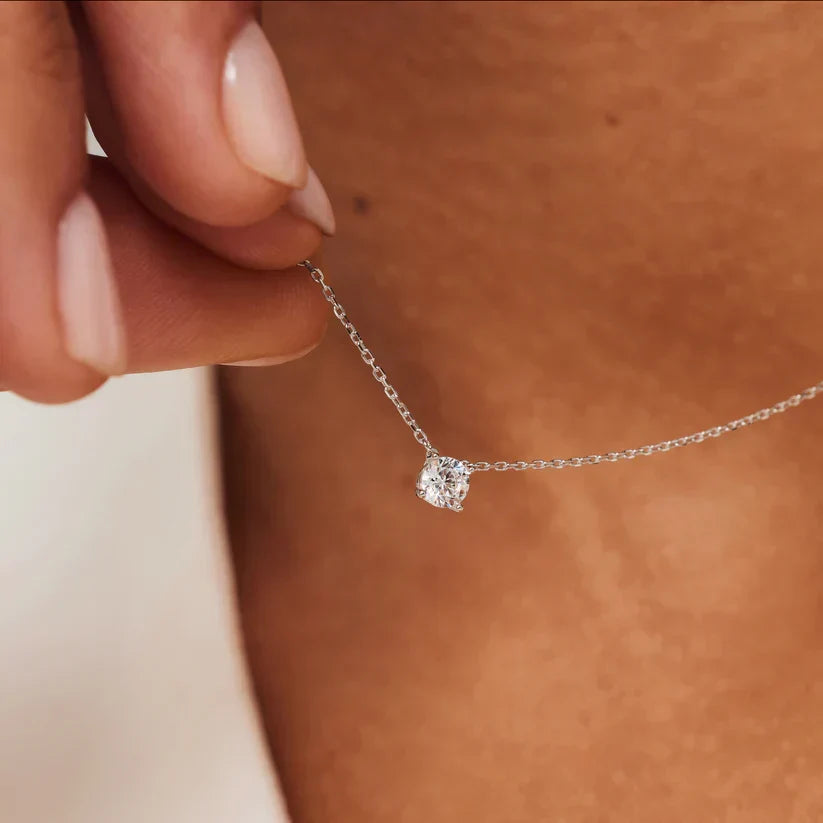 Round Moissanite Necklace & Bracelet Set with Cable Chain — view 7
