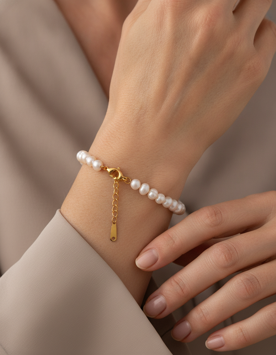 womens baroque pearl bracelet jewelry - AI-generated lifestyle image
