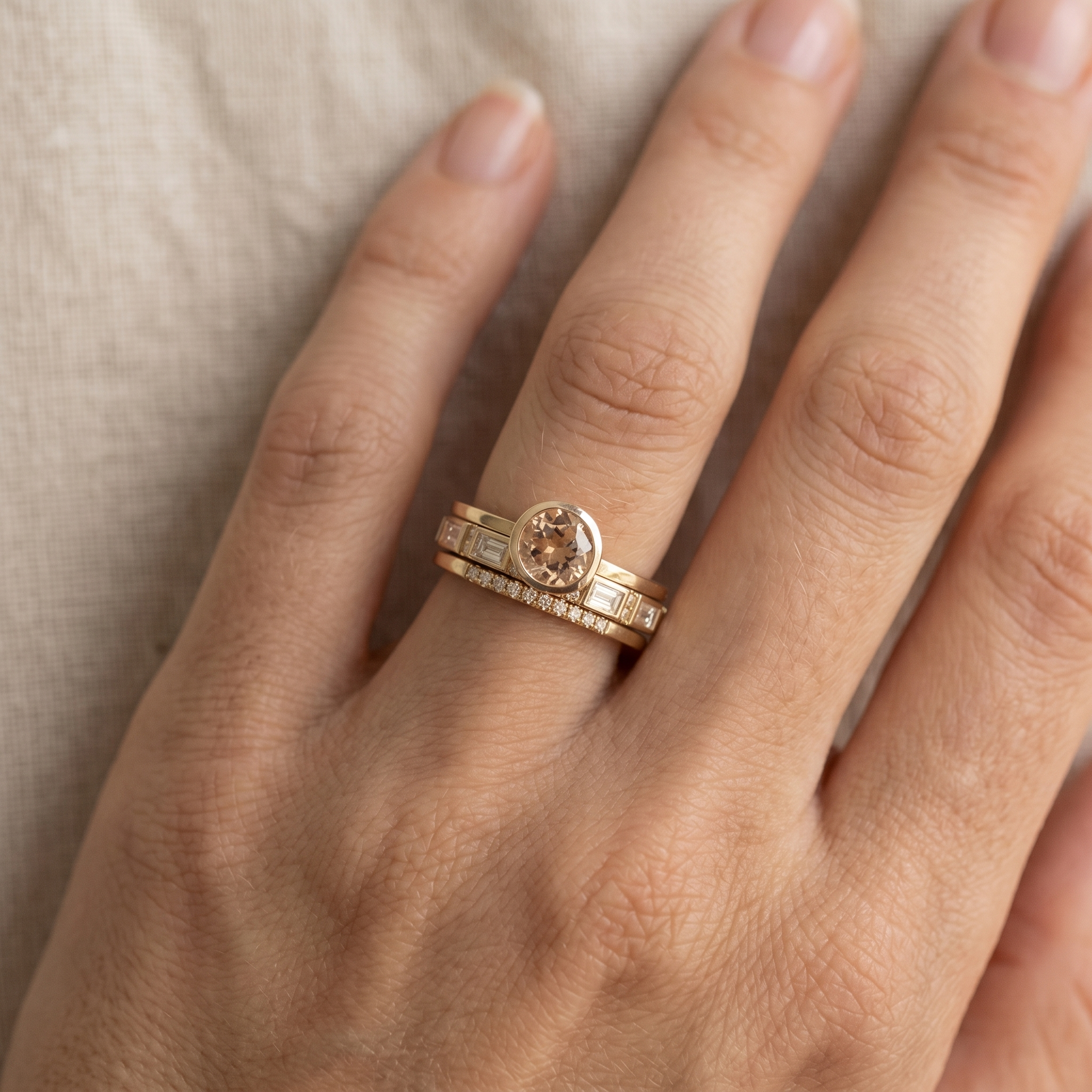 Hope - Inlaid Crystal Gold Ring Set