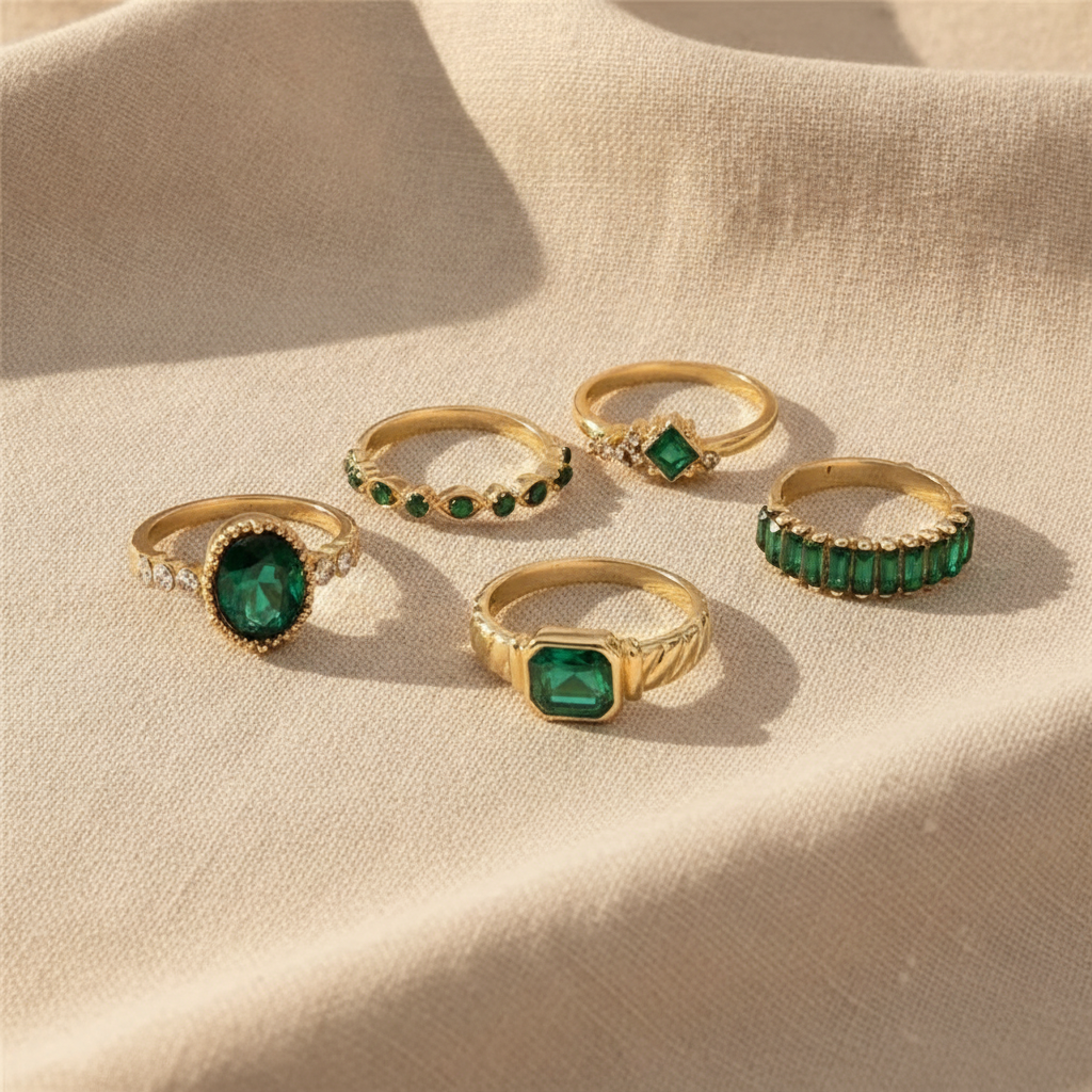 zarina exquisite emerald ring set gold 18k — studio