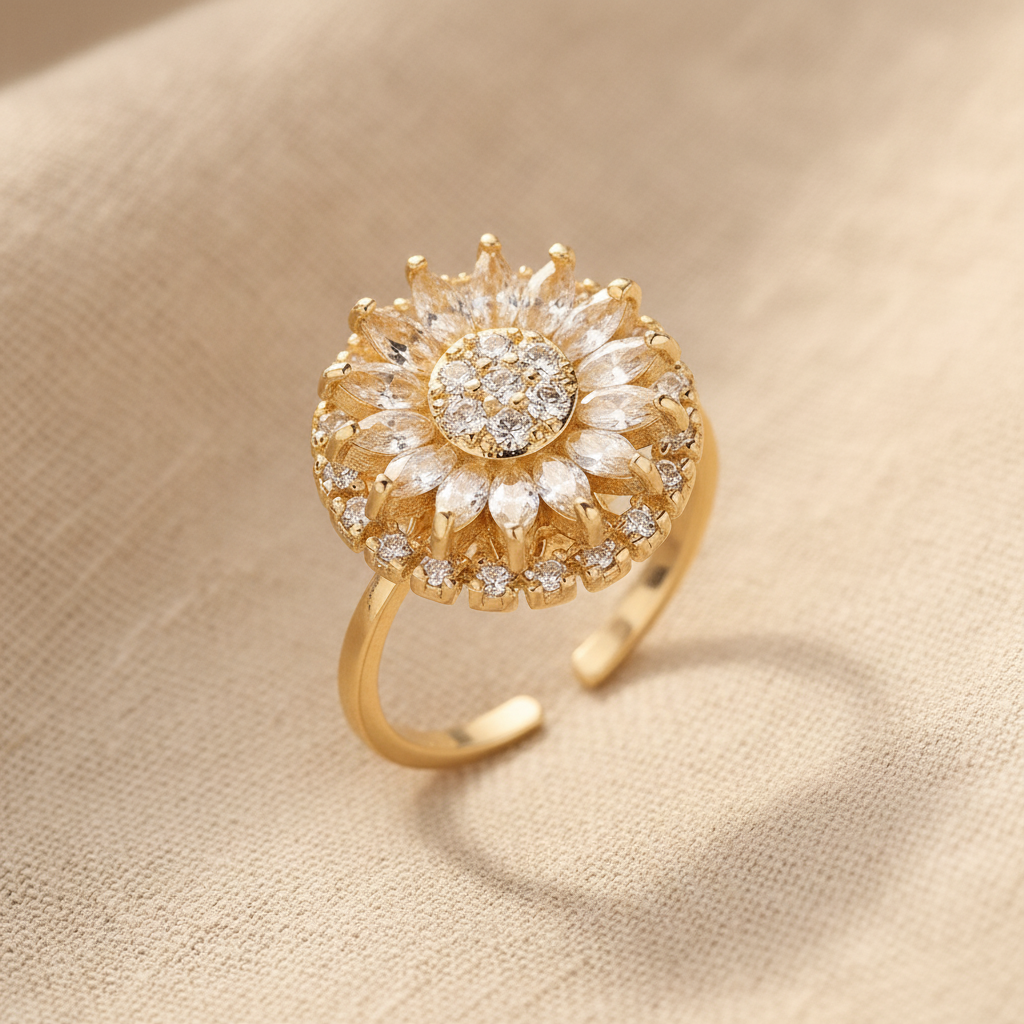 zirconia charming sunflower ring — studio