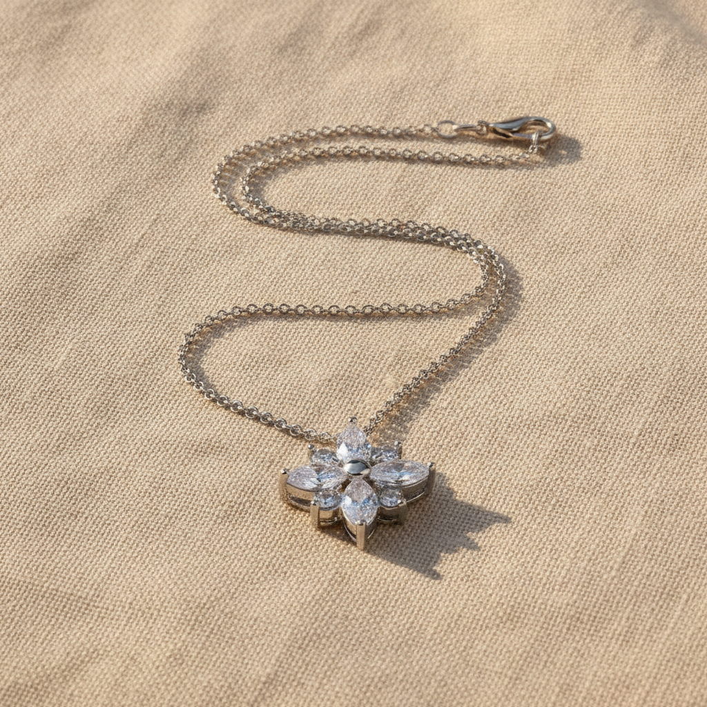 zirconia flower necklace — studio